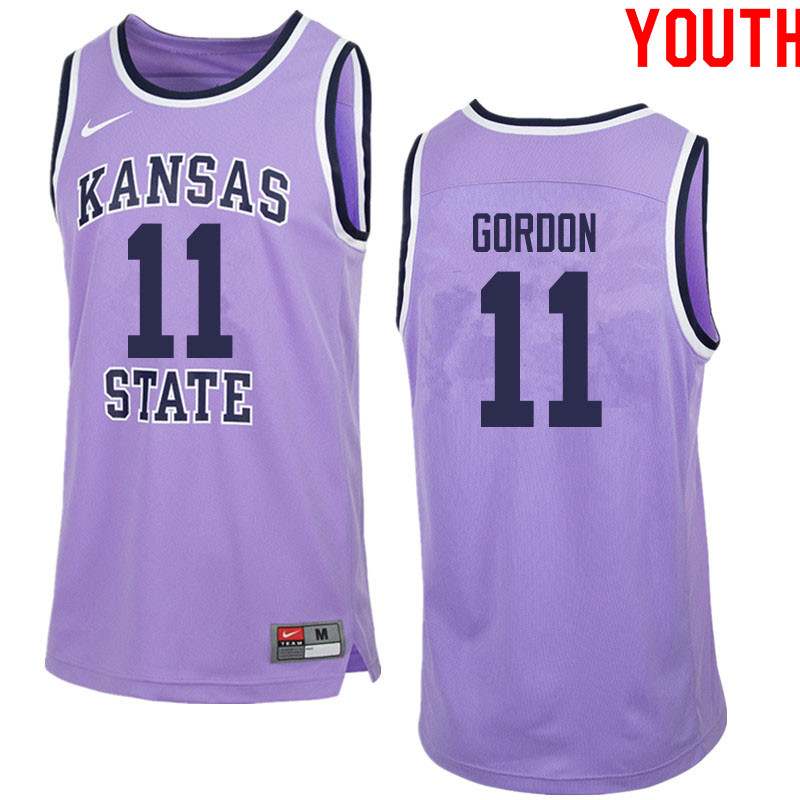 Youth #11 Antonio Gordon Kansas State Wildcats College Basketball Jerseys Sale-Purple - Click Image to Close